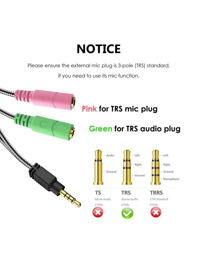 MillSO Headphone Mic Splitter, 3.5mm Headset Adapter (Microphone + Audio) 2 TRS Female to TRRS Male CTIA Stereo Jack Y Cable Compatible for Dual-Plug Gaming Headset to Xbox, PS4, Phone, Laptop, PC - Image 5